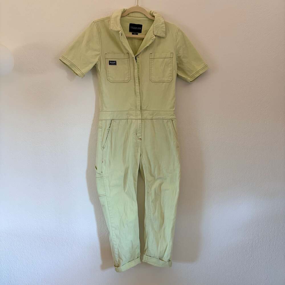Wildfang Lime Green Essential Short Sleeve Coverall Jumpsuit Size XS